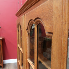 Load image into Gallery viewer, x SOLD French Oak Two Door Bookcase or China Cabinet with Twelve Panel Glass Doors Adjustable Shelves and Key. B12747
