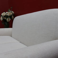 Load image into Gallery viewer, Vintage European Walnut Two Seater Sofa with Neutral Linen Style Upholstery. B13120
