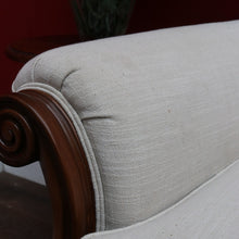 Load image into Gallery viewer, Vintage European Walnut Two Seater Sofa with Neutral Linen Style Upholstery. B13120
