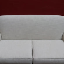 Load image into Gallery viewer, Vintage European Walnut Two Seater Sofa with Neutral Linen Style Upholstery. B13120
