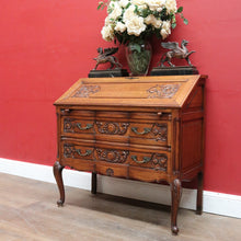 Load image into Gallery viewer, x SOLD Antique French Writing Bureau with Shaped Drawer Fronts Brass Handles Internal Drawers and Scroll Feet. B12738

