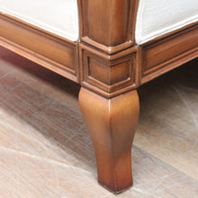 Load image into Gallery viewer, Pair of Vintage European Walnut Upholstered Armchairs, Linen Fabric. B13122
