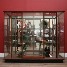 Load image into Gallery viewer, Antique Australian Maple Mirror Back Museum Specimen Cabinet or Display Cupboard with Glass Shelves. B12434
