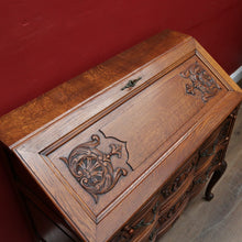 Load image into Gallery viewer, x SOLD Antique French Writing Bureau with Shaped Drawer Fronts Brass Handles Internal Drawers and Scroll Feet. B12738
