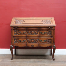 Load image into Gallery viewer, x SOLD Antique French Writing Bureau with Shaped Drawer Fronts Brass Handles Internal Drawers and Scroll Feet. B12738
