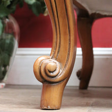 Load image into Gallery viewer, Vintage European Walnut Upholstered Footstool Ottoman, Linen Fabric. B13121
