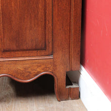 Load image into Gallery viewer, Antique French Oak Two Door Hall Cabinet with Single Drawer Panelled Doors Brass Handles and Fixed Shelf. B12850
