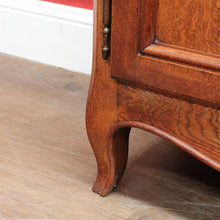 Load image into Gallery viewer, Antique French Oak Two Door Hall Cabinet with Single Drawer Panelled Doors Brass Handles and Fixed Shelf. B12850
