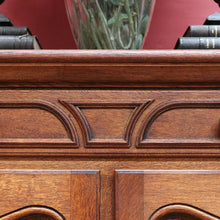 Load image into Gallery viewer, Antique French Oak Two Door Hall Cabinet with Single Drawer Panelled Doors Brass Handles and Fixed Shelf. B12850
