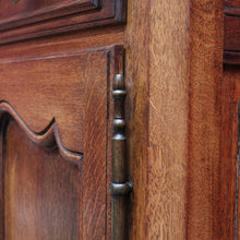 Load image into Gallery viewer, Antique French Oak Two Door Hall Cabinet with Single Drawer Panelled Doors Brass Handles and Fixed Shelf. B12850
