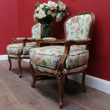 Load image into Gallery viewer, Pair of Vintage European Walnut Louis XV Style Bergère Armchairs. B13116
