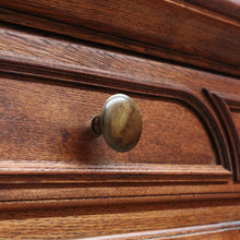 Load image into Gallery viewer, Antique French Oak Two Door Hall Cabinet with Single Drawer Panelled Doors Brass Handles and Fixed Shelf. B12850
