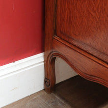 Load image into Gallery viewer, x SOLD Antique French Oak Two Door Cabinet with Carved Detail Brass Escutcheons Narrow Depth and Key. B12855
