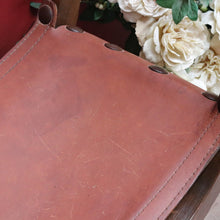 Load image into Gallery viewer, Vintage Italian Savonarola Style Leather Seat Chair with Carved Coat of Arms. B13098

