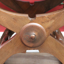 Load image into Gallery viewer, Vintage Italian Savonarola Style Leather Seat Chair with Carved Coat of Arms. B13098
