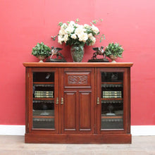 Load image into Gallery viewer, Antique English Walnut Three Door Sideboard or Display Cabinet, Bookcase circa 1915. B13101
