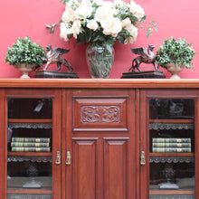 Load image into Gallery viewer, Antique English Walnut Three Door Sideboard or Display Cabinet, Bookcase circa 1915. B13101

