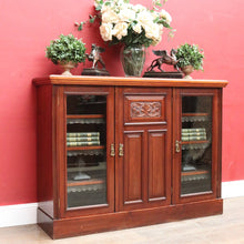 Load image into Gallery viewer, Antique English Walnut Three Door Sideboard or Display Cabinet, Bookcase circa 1915. B13101

