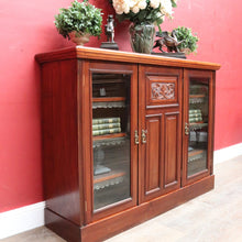 Load image into Gallery viewer, Antique English Walnut Three Door Sideboard or Display Cabinet, Bookcase circa 1915. B13101
