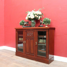 Load image into Gallery viewer, Antique English Walnut Three Door Sideboard or Display Cabinet, Bookcase circa 1915. B13101
