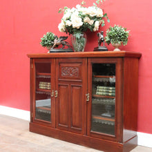 Load image into Gallery viewer, Antique English Walnut Three Door Sideboard or Display Cabinet, Bookcase circa 1915. B13101

