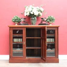 Load image into Gallery viewer, Antique English Walnut Three Door Sideboard or Display Cabinet, Bookcase circa 1915. B13101

