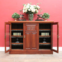 Load image into Gallery viewer, Antique English Walnut Three Door Sideboard or Display Cabinet, Bookcase circa 1915. B13101
