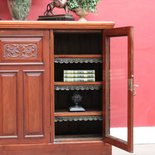 Load image into Gallery viewer, Antique English Walnut Three Door Sideboard or Display Cabinet, Bookcase circa 1915. B13101
