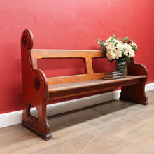 Load image into Gallery viewer, Antique Australian Mahogany Church Pew Hall or Verandah Bench Seat. B13118
