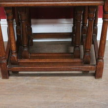 Load image into Gallery viewer, x SOLD Set of French Oak Nesting Tables with Graduated Sizes Stretcher Bases and Turned Legs. B12843

