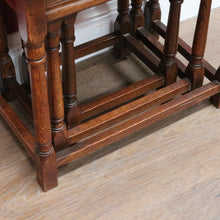 Load image into Gallery viewer, x SOLD Set of French Oak Nesting Tables with Graduated Sizes Stretcher Bases and Turned Legs. B12843
