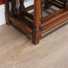 Load image into Gallery viewer, x SOLD Set of French Oak Nesting Tables with Graduated Sizes Stretcher Bases and Turned Legs. B12843
