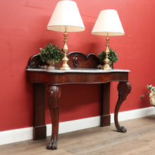 Load image into Gallery viewer, Antique English Mahogany Marble Top Console Table / Hall Table with Claw Feet. B12379

