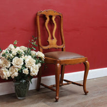 Load image into Gallery viewer, Antique French Hall or Office Chair with Turned H Stretcher Scroll Feet Ornate Splat Back and Padded Seat. B12814
