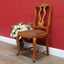 Load image into Gallery viewer, Antique French Hall or Office Chair with Turned H Stretcher Scroll Feet Ornate Splat Back and Padded Seat. B12814
