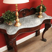Load image into Gallery viewer, Antique English Mahogany Marble Top Console Table / Hall Table with Claw Feet. B12379
