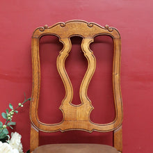 Load image into Gallery viewer, Antique French Hall or Office Chair with Turned H Stretcher Scroll Feet Ornate Splat Back and Padded Seat. B12814
