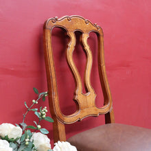 Load image into Gallery viewer, Antique French Hall or Office Chair with Turned H Stretcher Scroll Feet Ornate Splat Back and Padded Seat. B12814
