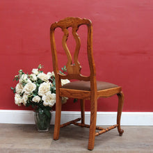 Load image into Gallery viewer, Antique French Hall or Office Chair with Turned H Stretcher Scroll Feet Ornate Splat Back and Padded Seat. B12814
