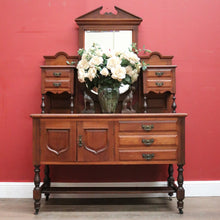 Load image into Gallery viewer, Antique English Dressing Table with Shield Shaped Mirror and Storage. B12363
