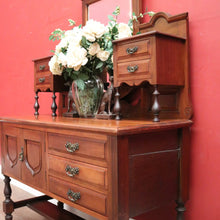 Load image into Gallery viewer, Antique English Dressing Table with Shield Shaped Mirror and Storage. B12363
