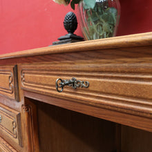 Load image into Gallery viewer, Antique French Oak Desk with Three Side Drawers Single Top Drawer Knee Hole and Key. B12812
