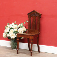 Load image into Gallery viewer, Antique Australian Cedar Hall Chair with Carved Gothic / Church Architectural Back. B13097
