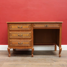 Load image into Gallery viewer, Antique French Oak Desk with Three Side Drawers Single Top Drawer Knee Hole and Key. B12812
