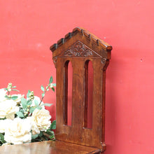 Load image into Gallery viewer, Antique Australian Cedar Hall Chair with Carved Gothic / Church Architectural Back. B13097
