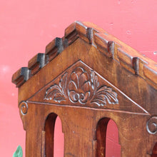 Load image into Gallery viewer, Antique Australian Cedar Hall Chair with Carved Gothic / Church Architectural Back. B13097
