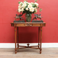 Load image into Gallery viewer, x SOLD Antique French Country Farmhouse Hall Table with Cross Stretcher Base Reeded Legs and Decorative Carved Motif. B12714
