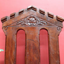 Load image into Gallery viewer, Antique Australian Cedar Hall Chair with Carved Gothic / Church Architectural Back. B13097
