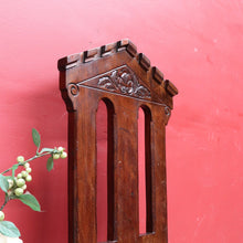 Load image into Gallery viewer, Antique Australian Cedar Hall Chair with Carved Gothic / Church Architectural Back. B13097
