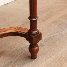 Load image into Gallery viewer, x SOLD Antique French Country Farmhouse Hall Table with Cross Stretcher Base Reeded Legs and Decorative Carved Motif. B12714
